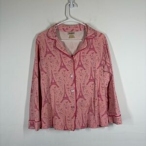 Bedhead Pajamas Eiffel Tower Button Down Top Size Small